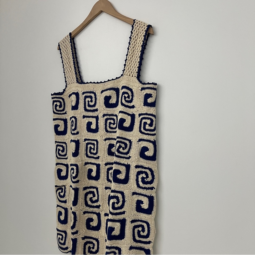 RHODE Blue and Cream Mini Dress - Picture 6 of 9
